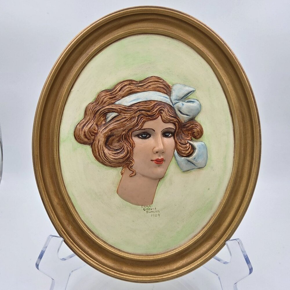 Duncan Ceramics Bas-Relief Plaster Mold Cameo Woman With Blue Bow